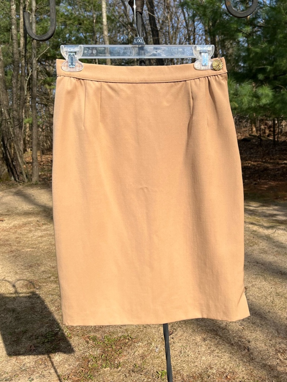 80s Valentino Boutique Tan Wool Knit Pencil Skirt Size 6 Classic Chic Office